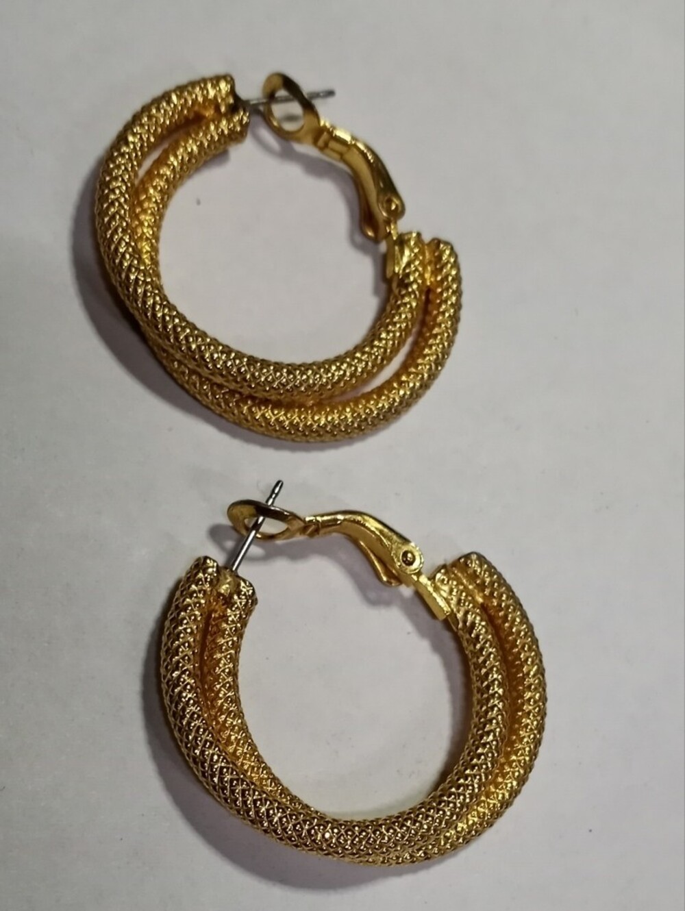 Gold Textured Hoop Earrings - Women's Fashion Jewelry